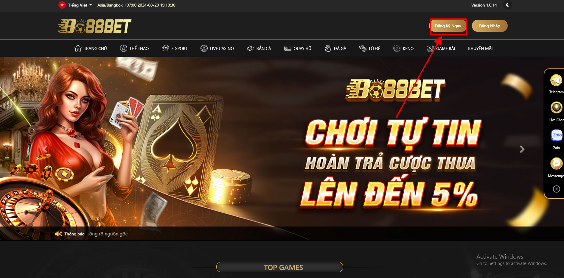 đăng kí tài khoản tại bo88bet để tham gia cá cược sảnh AFB